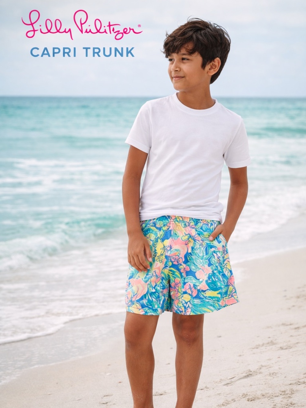 Lilly Pulitzer Capri Trunk Shorts‎ Blue Pink Floral XL Preppy Coastal